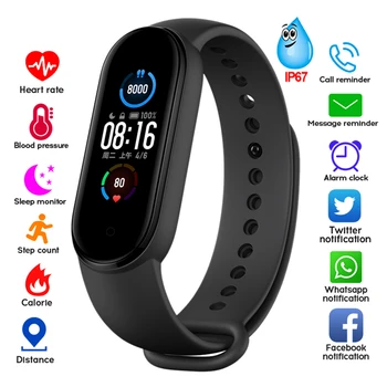 

New M5 SmartWatch 2020 Men Women Heart Rate Monitor Blood Pressure Fitness bracelet Smartwatch Band5 Sport Watch for Android IOS