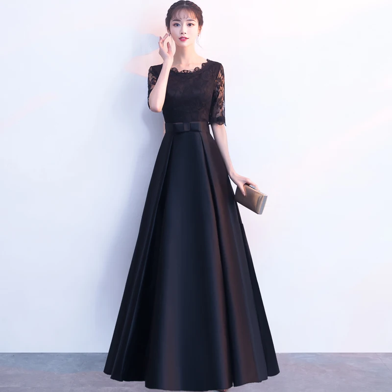Китайский стиль, Черное кружево, перспективное женское Qipao, вечернее платье, элегантное, официальное, вечернее платье, сексуальное, макси, платье для выпускного вечера, Vestidos