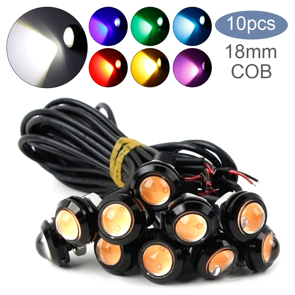 

10pcs/Pack 18mm Car Eagle Eye DRL Led Daytime Running Lights 12V 9W LED Backup Reversing Parking Signal Automobiles Lamps 2020