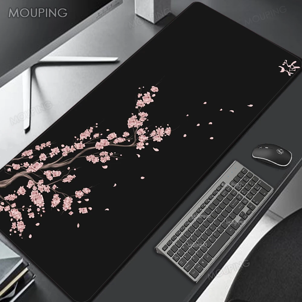 Sakura Mousepad Black Mausepad Pink Setup Gamer Accessories Office Carpet Japanese Art Mouse Pad Company Gaming Deskmat 90x40 Xl