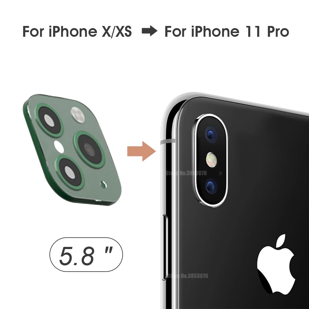 green for x xs Для iphone XR X XS Max объектив камеры защитное покрытие из закаленного стекла секундная Замена для iphone 11 Pro Max чехол поддельные наклейки для камеры - Цвет: green for x xs