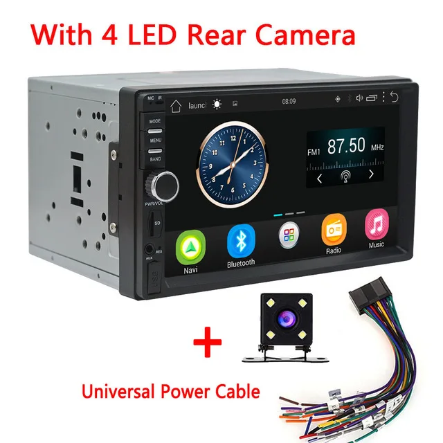 With Rear Camera Podofo Android 2Din Автомагнитола " Авторадио MP5 плеер Bluetooth AUX MP3 FM Авто 2din сенсорный экран мультимедийный плеер Авто Аудио - Цвет: With Rear Camera