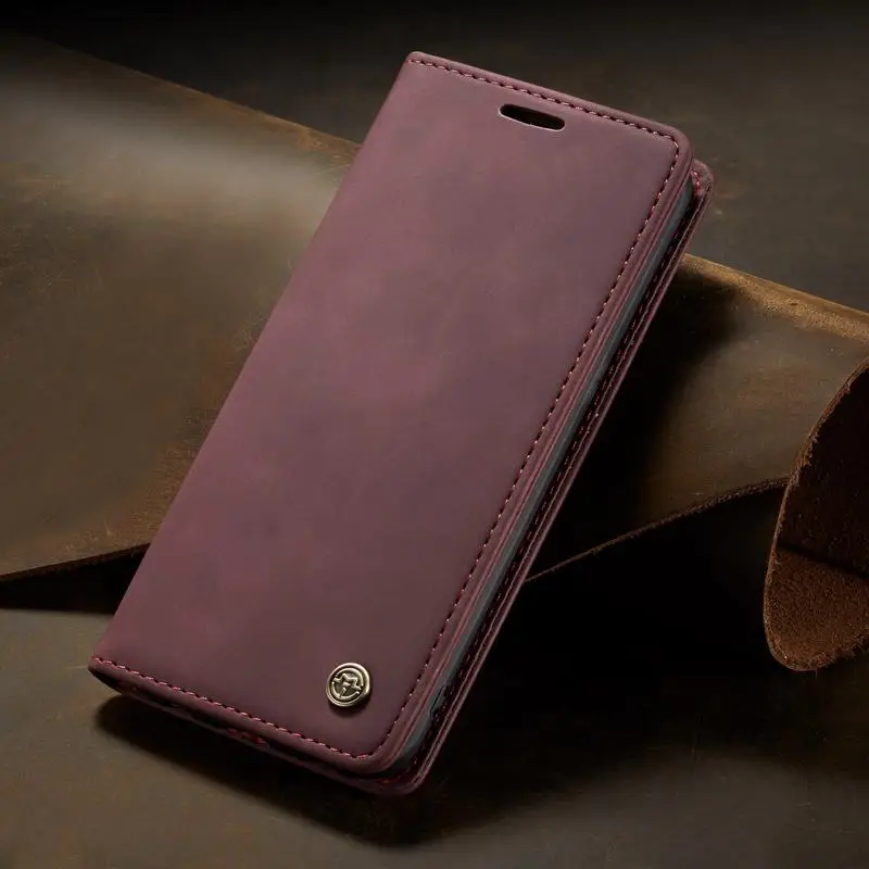 Роскошный Магнитный флип чехол для Xiaomi Redmi Note 8 Pro чехол-книжка из матовой кожи, чехол книжка для мобильного телефона Redmi Note 8 - Цвет: Wine Case