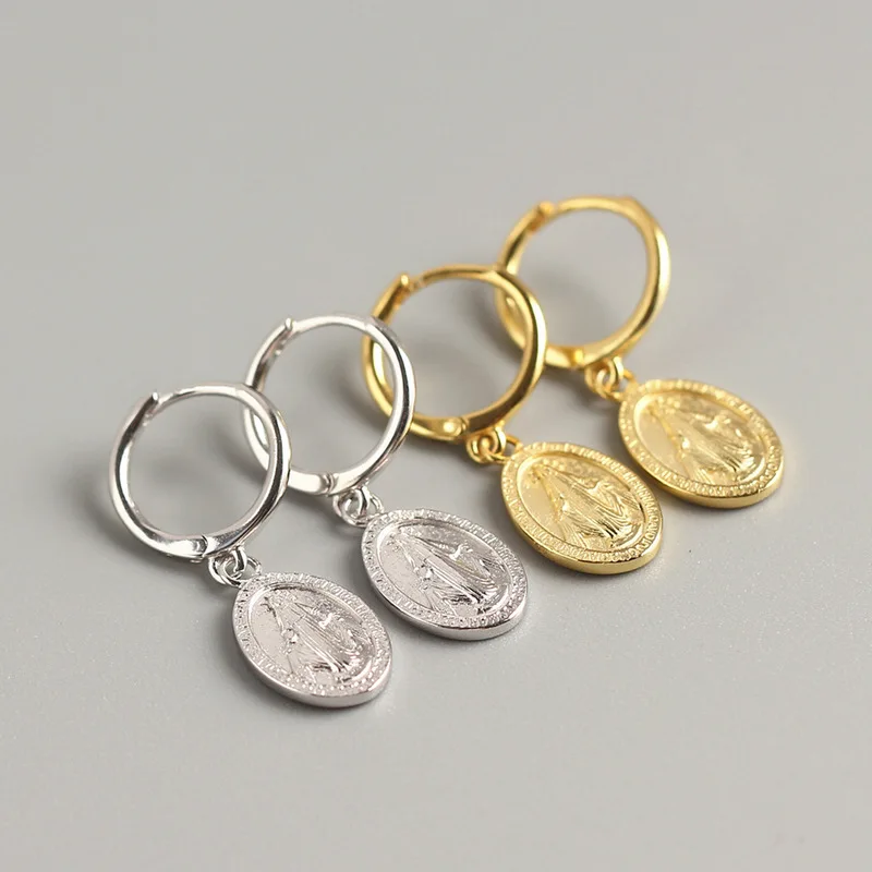 925 пробы серебряные серьги-клипсы с монетами, простые золотые серьги с шипами для женщин, хорошее ювелирное изделие, новинка