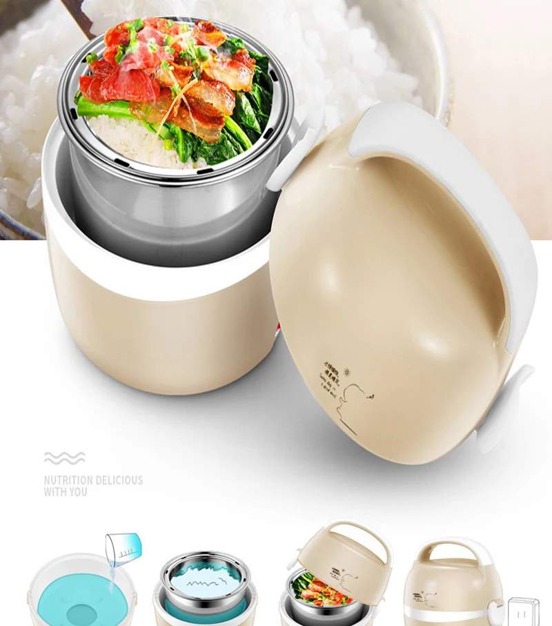Electric lunch box double stainless steel liner heating lunch box hot rice plug in electric heating lunch box steaming rice11