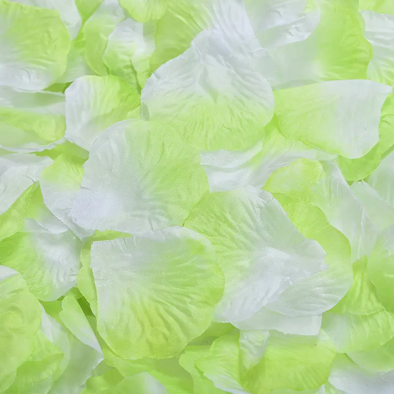 2000 шт./лот зеленые с белыми шелковыми розовыми лепестками искусственные цветы