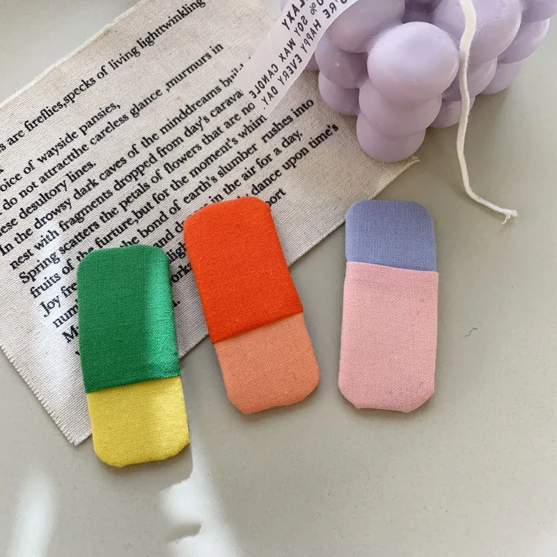 Корейские Лоскутные разноцветные геометрические прямоугольные заколки для волос для женщин девушек разноцветный яркие заколки для волос