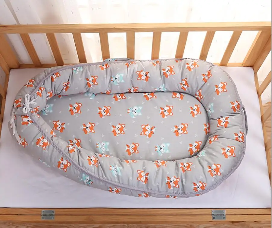 Детская кровать с рисунком лисы, переносная люлька для путешествий, детская кровать для малышей, хлопковая Колыбель для новорожденных, детская кроватка, бампер - Цвет: top05