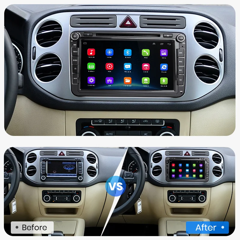 Excellent Junsun 2GB+32GB Android 8.1 Car DVD Radio Multimedia Video Player GPS Navigator for Volkswagen Golf Polo Skoda Seat Tiguan Passa 2