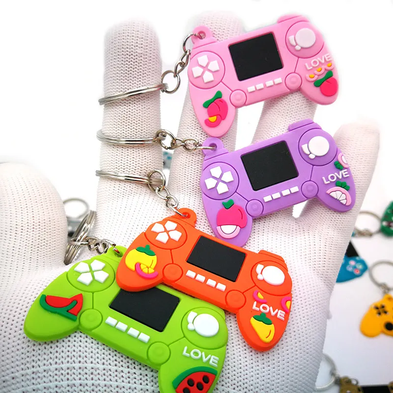 100PCS PVC high quality key holder game machine key rings mini cute cartoon Gamepad Joystick keychain fit men women keys bag
