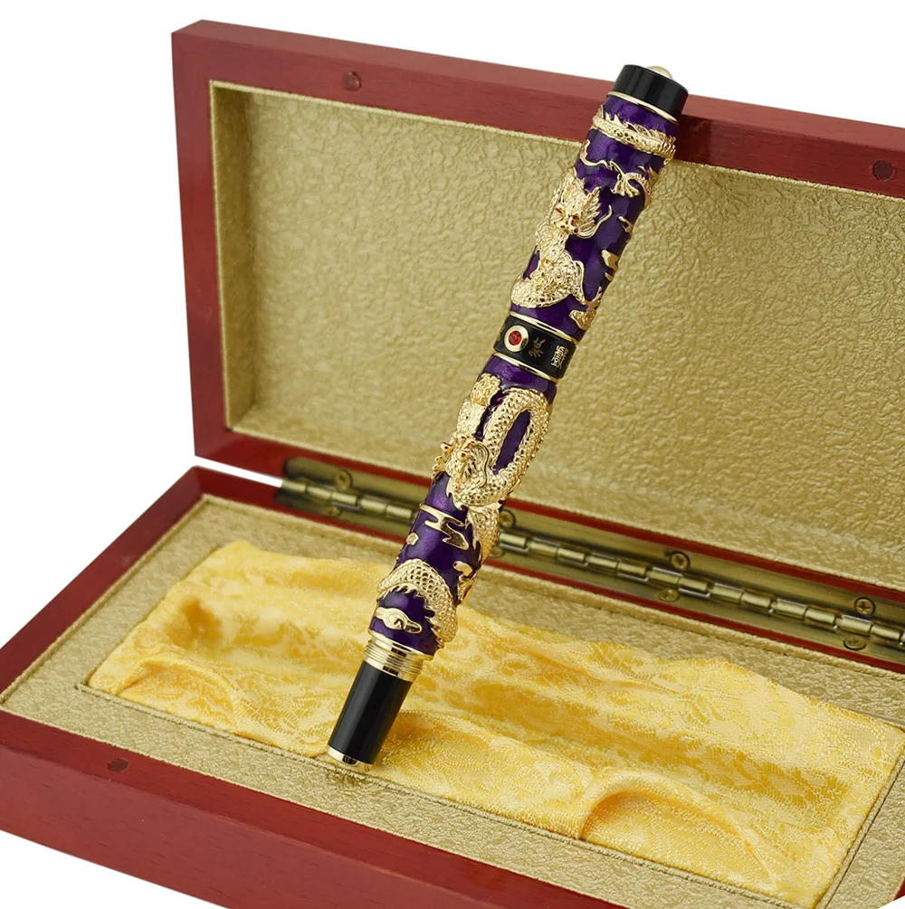 Jinhao Cloisonne Double Dragon Rollerball Pen with Refill Advanced Craft Writing Gift for Business Graduate Office Man Woman | Канцтовары