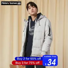 Metersbonwe,, толстый пуховик, мужской, зимний, теплый, 90%, белый, утиный пух, пальто, Камуфляжный цвет, подкладка, с капюшоном, Мужское пальто, верхняя одежда