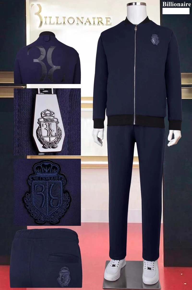 BILLIONAIRE Sportswear winter set men 2020 new Fashion zipper cotton embroidery Hooded Comfortable big size M-4XL free shipping BILLIONAIRE Sportswear winter set men 2020 new Fashion zipper cotton embroidery Hooded Comfortable big size M-4XL free shipping