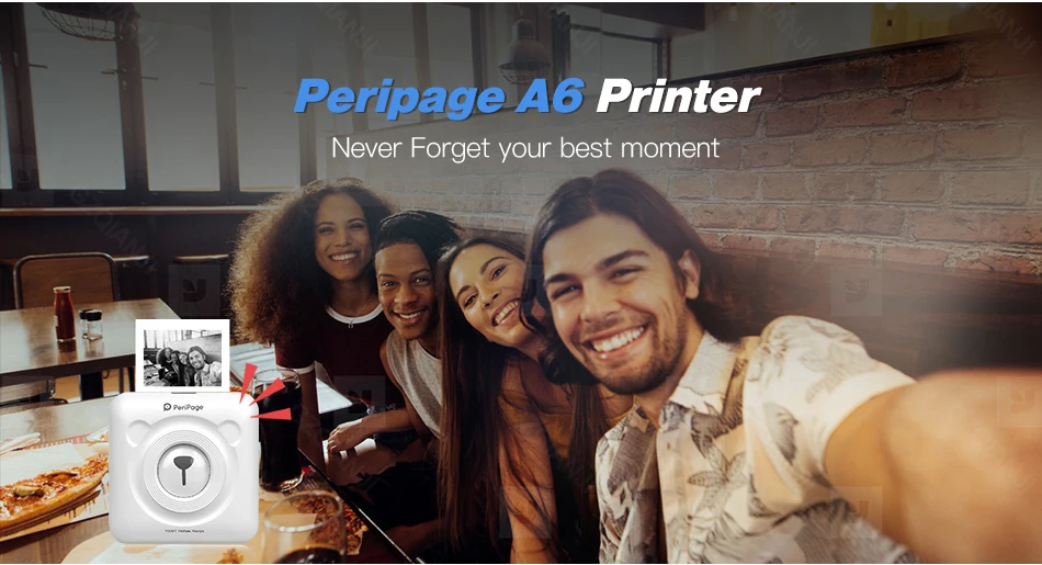 PeriPage A6 Mini Portable Thermal Printer Photo Pocket Label Sticker Printer Paper Roll 58mm Wireless Bluetooth Printing Maker mini mobile printer