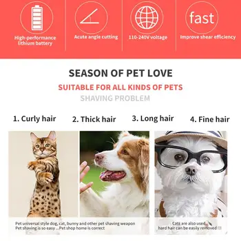 

12pcs/Set Security Fast Pet Hair Trimmer Dog Hair Clipper Pet Shaver Cat Charging Type Trim Pets