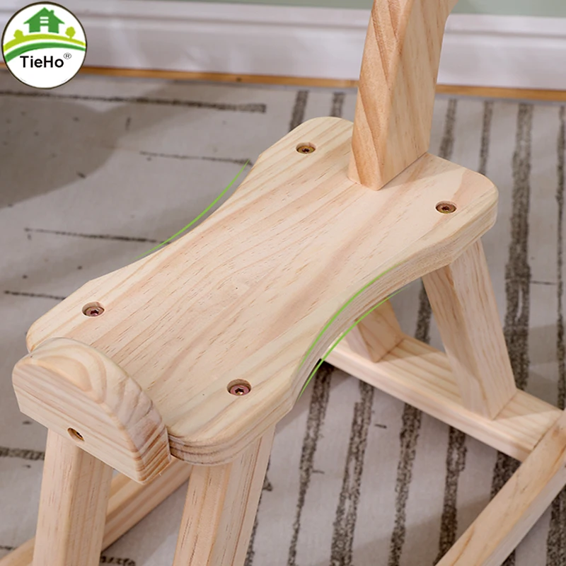 TieHo Solid wood Horse Children's Rocking Chair Stools Kids Stools For 1-7 Years Old Kids Children Furniture