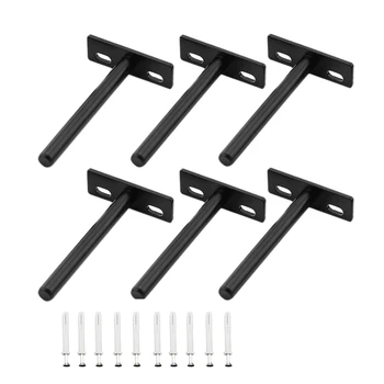 

6Pcs 4 inch Floating Shelf Brackets Concealed Blind Shelf Support for Raw Wood Shelves