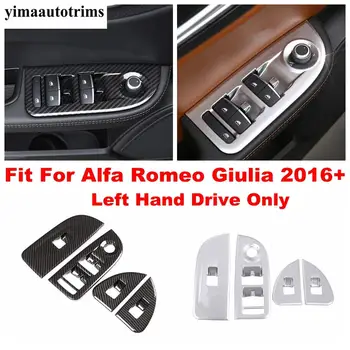 

Carbon Fiber / Matte Interior For Alfa Romeo Giulia 2016 - 2020 Inner Door Armrest Window Lift Button Control Panel Cover Trim
