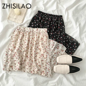 

Plus Size Chiffon A-line Elegant Skirt Women Vintage High Waist Long Skirt Summer 2020 Beach Wear Skirt Maxi White Black