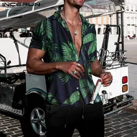 Summer Hawaiian Red Shirts Tropical Shirts Floral Men Tops Casual Shirt Short Sleeve Cotton Button Chemise Loose Vacation Beach 2