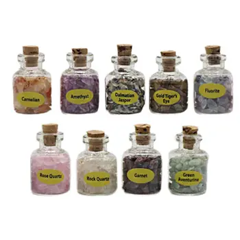 

9 Bottle/Box Natural Imitation Crystal Gemstone Ore Specimen Teaching Material Wishing Drifting Bottle Gravel