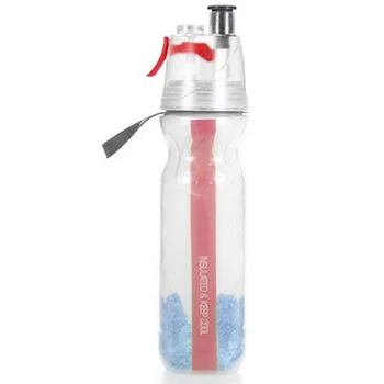 

Super sell-Water Bottles Insulated Mist Spray Water Bottle Double Layer Ice Cold Bottle Sports Outdoor Drinking Kettle Red