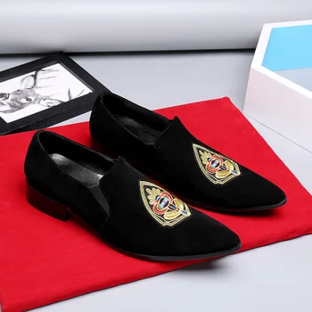 

KPOCOBKN Men Loafers Genuine Leather Korean Style Pointed Toe Fashion Shoes Man Full Grain Leather Cow Leather Slip-on Rubber