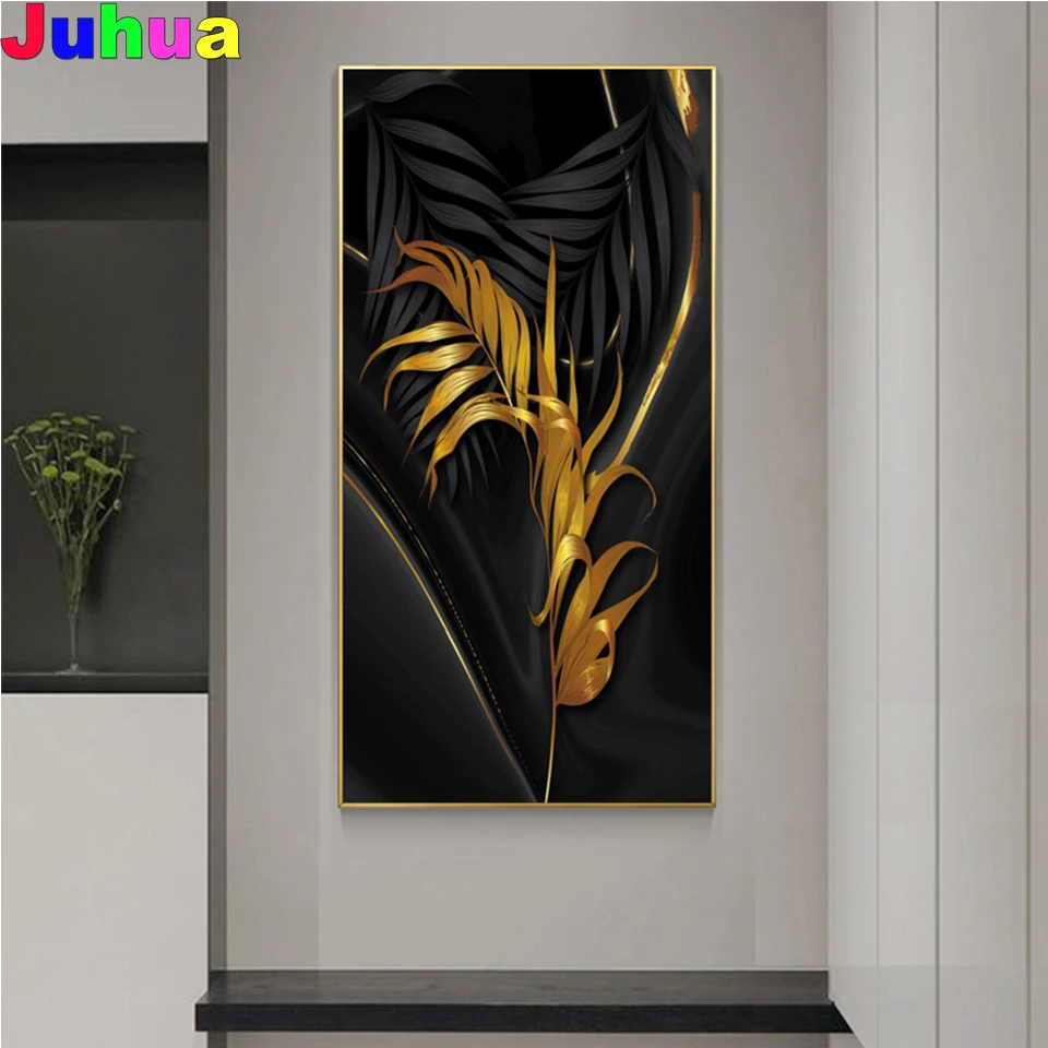 

Golden Leaf 5D DIY Diamond Embroidery plant diamond painting Full Square/Round mosaic Cross Stitch home decor