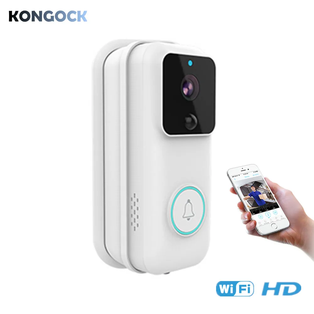 

Wireless Smart WIFI door bell, smart-home wireless video door-bell monitoring camera intercom with battery powered