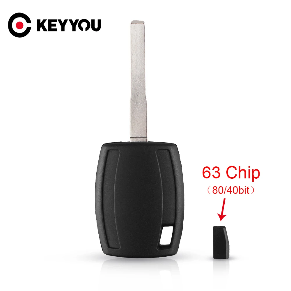 KEYYOU Uncut HU101 лезвие транспондер ключ чехол с 4D63 40 бит чип для форд фиеста Мондео