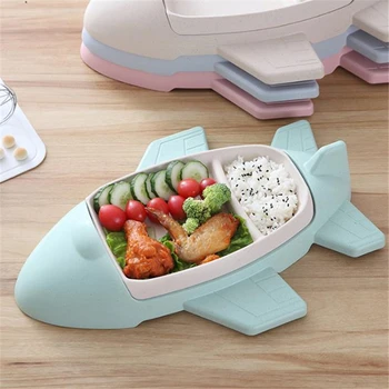

Children's Plate Aircraft Shape Tableware Bamboo Fiber Plate Infant Tableware Toddle Children's Dividers Plate Kids Cutlery