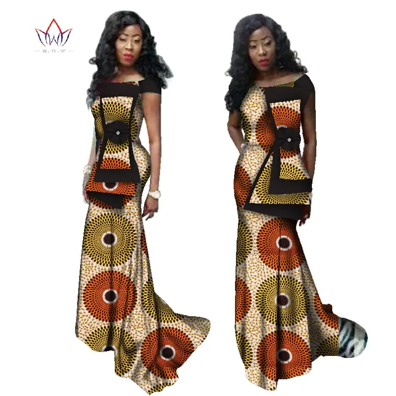 Summer Dress Maxi African Dresses for Women Off Shoulder Dresses Women Strapless Vestidos Elegant Printed Clothing Unique WY2457 - Цвет: 21