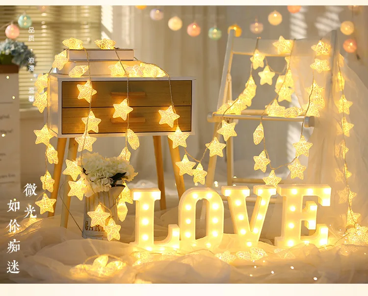 WENHSIN светодиодный многоцветные гирлянды со звездами Рождественское украшение гирлянды свет дома детская спальня Свадьба День рождения деко