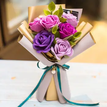 

Non-Woven Holding Flowers Handmade Felt Roses Bouquet Diy Fabric Craft Material Kit