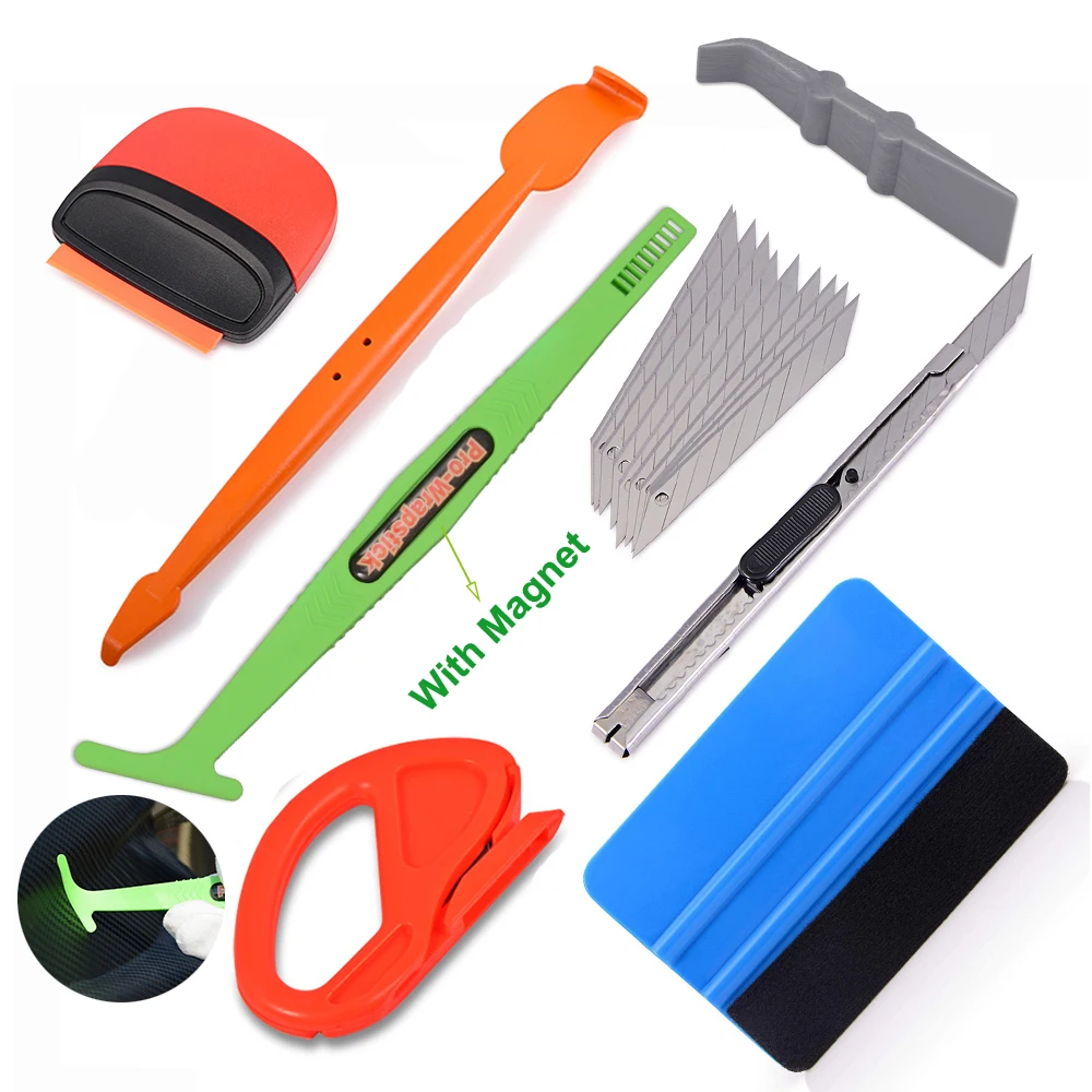 

FOSHIO Car Tools Vinyl Wrap Film Magnet Squeegee Carbon Fiber Scraper Sticker Remover Wrapping Stick Tools Car Window Tint Tools