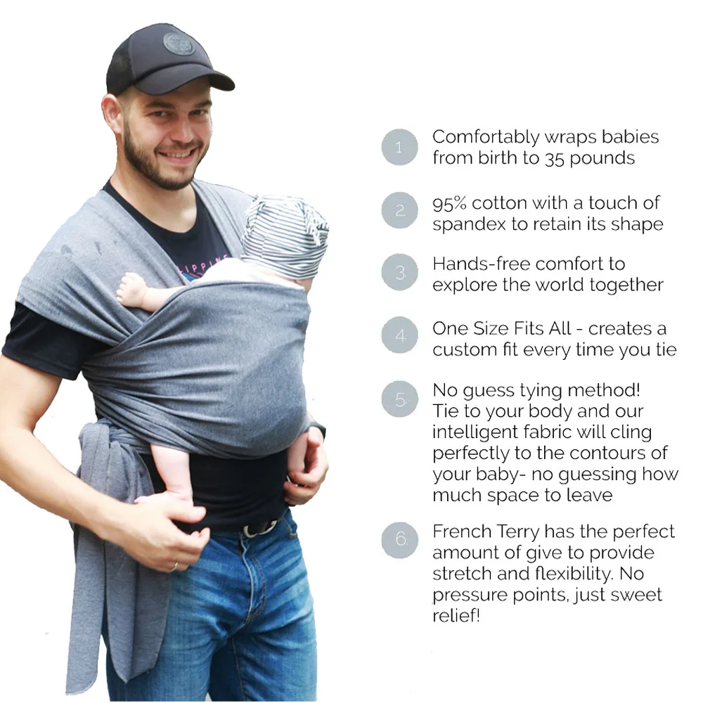 Baby Wrap Baby Carrier Sling- Original Stretchy Infant Sling, Perfect for Newborn Babies and Children up to 35 lbs