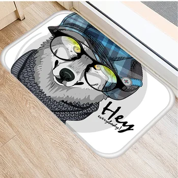 

40x60cm Cute Diy Print Floor Mat Bathroom Ground Mat Slip Door Bath Pad Cartoon Animal Dog Rug