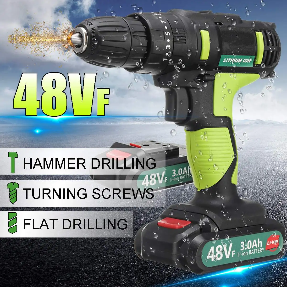 

48VF 5000Mah 3 In 1 Electric Screwdriver 2 Speed Rechargeable Battery Power Screwdriver Cordless Electric Drill 25+3 Torque Tool