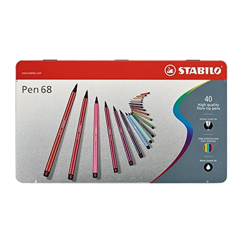 avontuur Zorg gevolgtrekking Stabilo Premium Felt Pen 68 (with 50 Different Colours) Metal Case Pack Of  50 - Crayons/water-color Pens - AliExpress