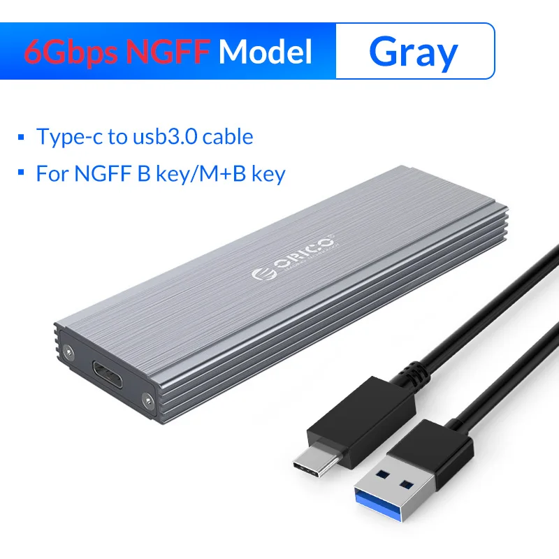 NGFF - 6Gbps Gray Чехол ORICO Nvme NGFF M.2 SSD 10 Гбит/с USB C жесткий диск корпус с кабелем type-C поддержка UASP отделка Поддержка Функция Smart Sleep - Цвет: NGFF - 6Gbps Gray