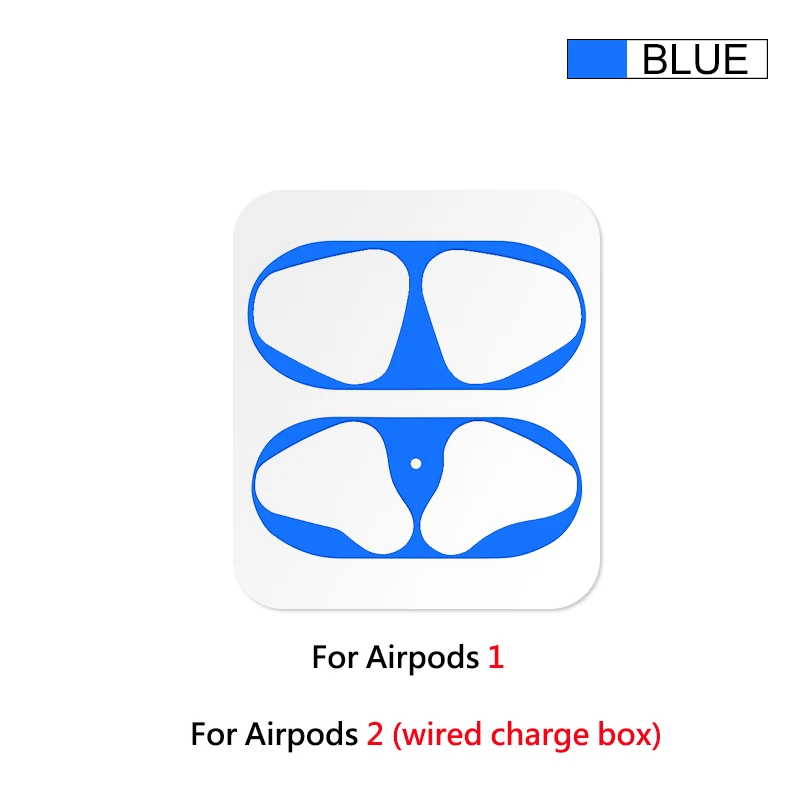 blue1 Ультратонкая металлическая Пылезащитная наклейка для Apple Airpods 1, 2, чехол, Пылезащитная защитная пленка, наклейка для Air pod 2nd - Цвет: blue1