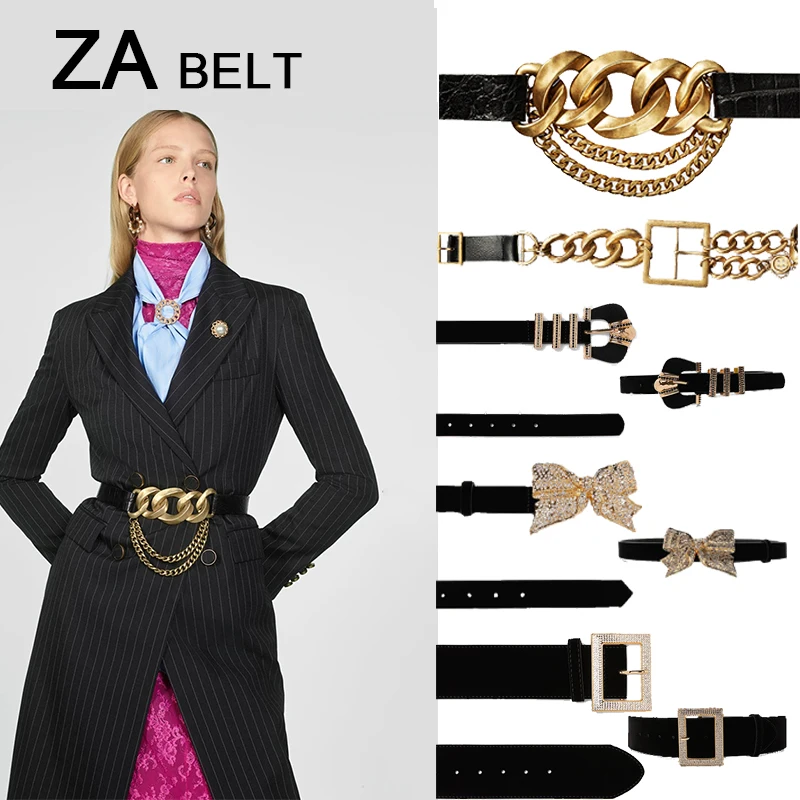 ZA, Ретро стиль, ограниченная серия, кожаный пояс для женщин, роскошный, с кристаллами, массивный ремень, Трендовое платье макси, ювелирные изделия, вечерние, подарок