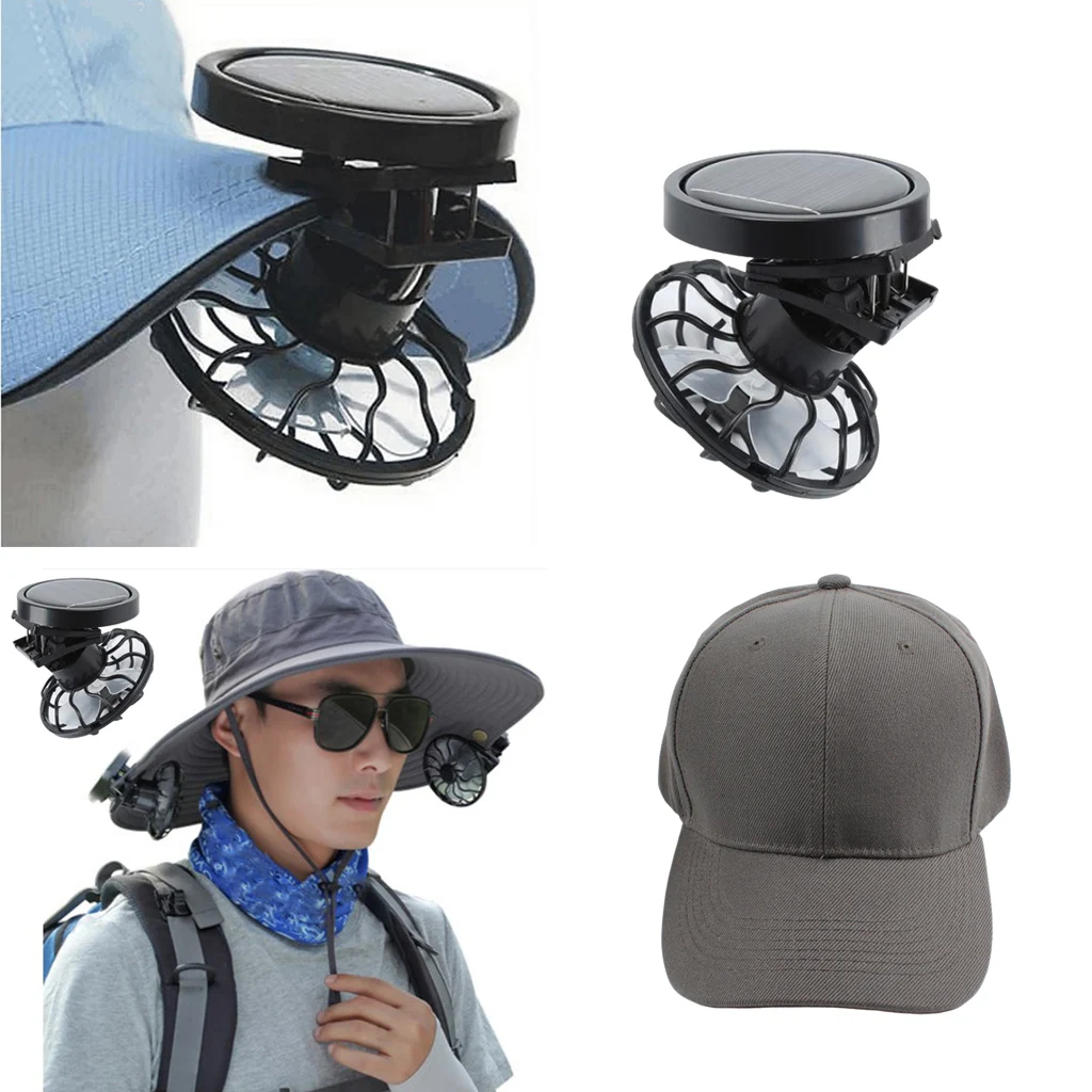 Clip-on Cap Mini Solar Powered Fan with Cap for Indoor Outdoor Handsfree C