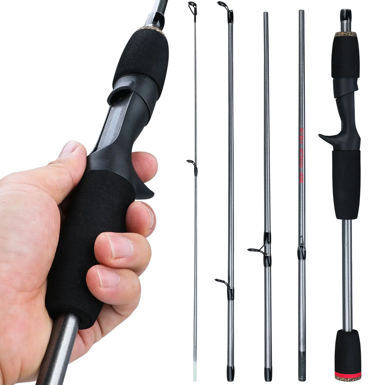 Sougayilang New 5 Section Portable Travel Fishing Rod Ultralight Weight Eva Handle Spinning/Casting Fishing Pole Fishing Tackle