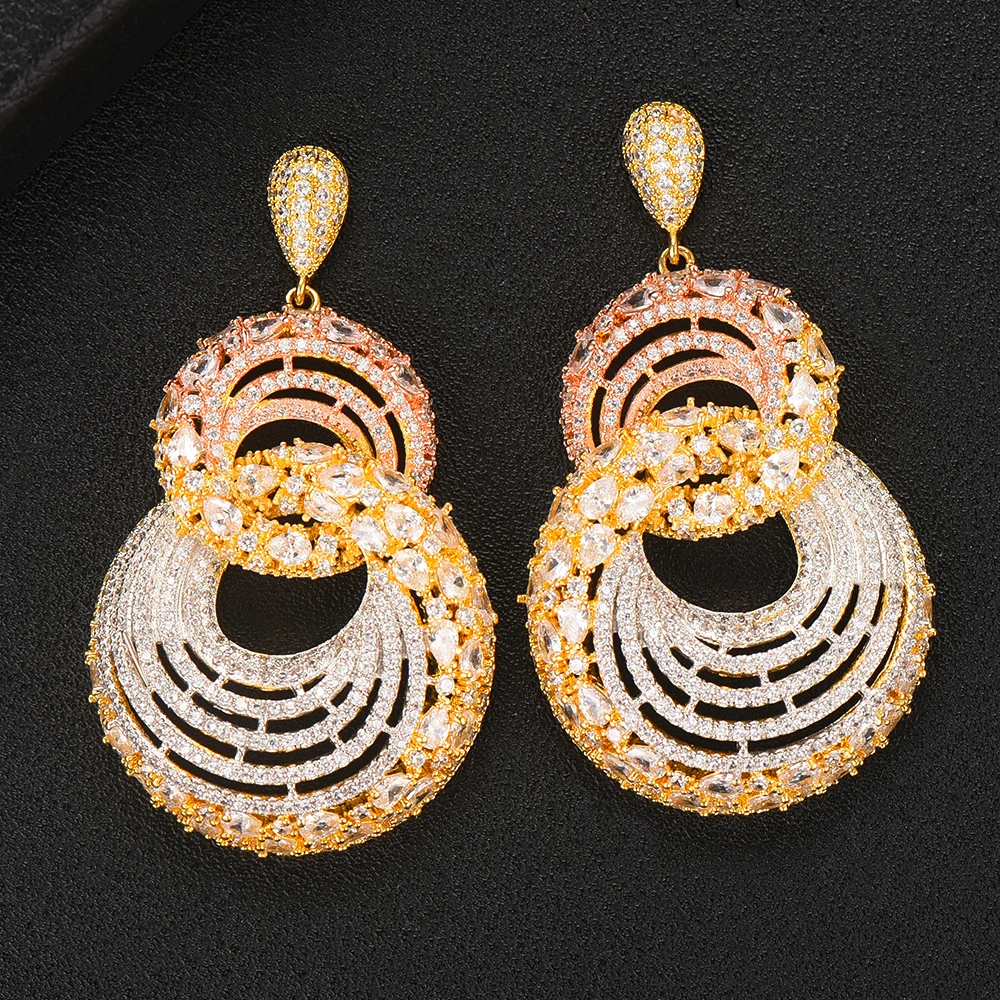

GODK 55mm 2019 New Trendy Women Earrings Fashion Jewelry AAA Cubic Zirconia Drop Earrings For Women Wedding Party Accessories
