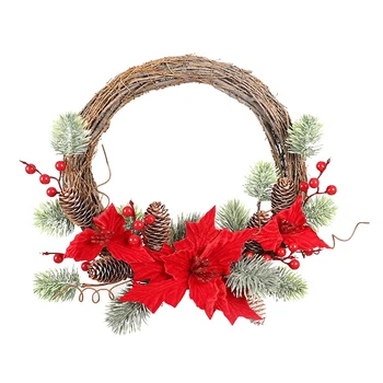 

Christmas Flannel Garland Pine Cone Berry Home Door Decoration Wall Hanging Christmas Ornament Pendant