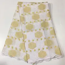 5 ярдов швейцарская кружевная ткань последняя Тяжелая вышитая бисером Африканская Хлопковая ткань швейцарская вуаль кружева популярный Дубай Стиль