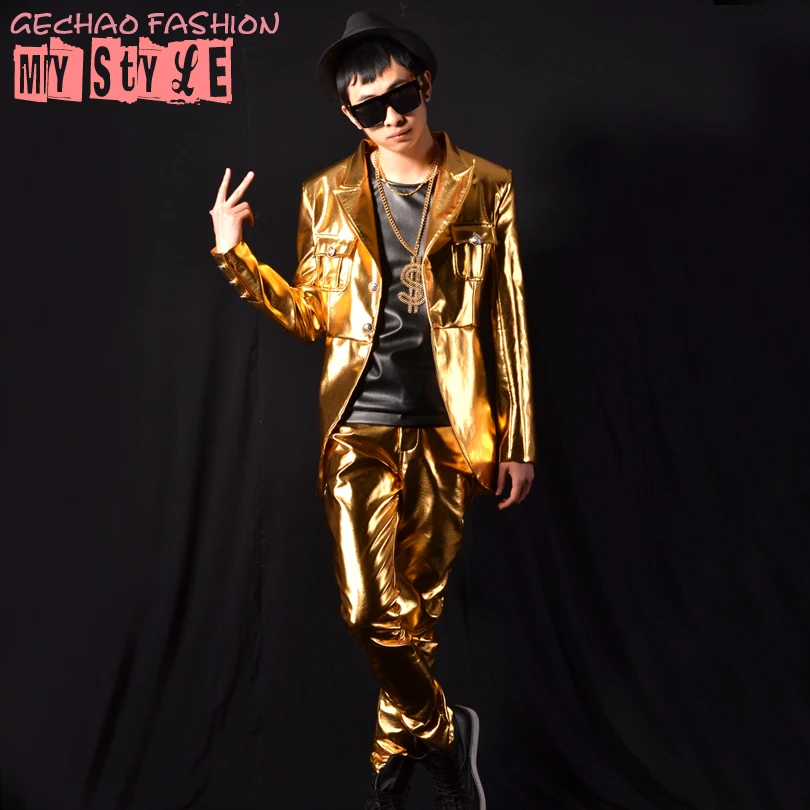 M-6XL! Новый ночной клуб бар мужской певец DJ хип-хоп рок Золотой ласточкин хвост