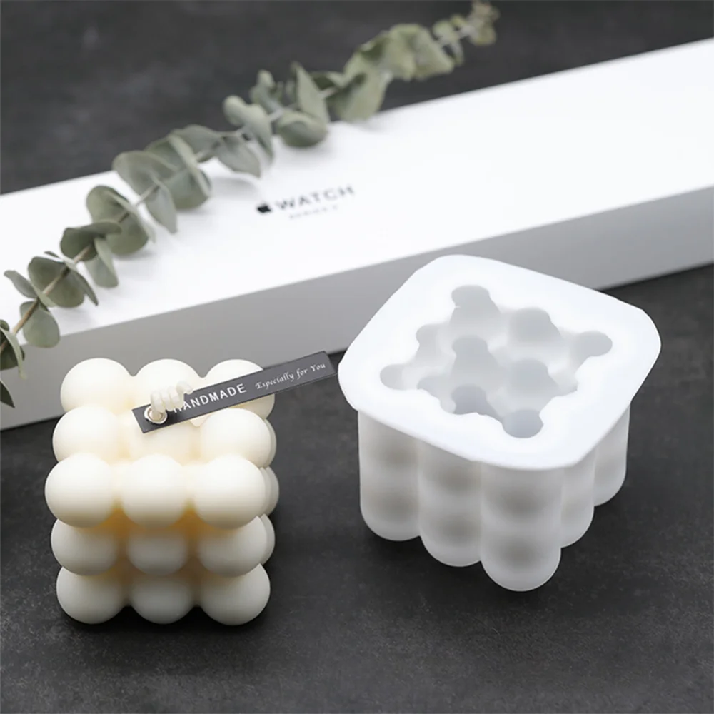 DIY-Kerzen-Form 3D Ball Cube Silikon für Handwerk Ornamente Fondant Duftkerze Soy Wachs handgemachte Seife