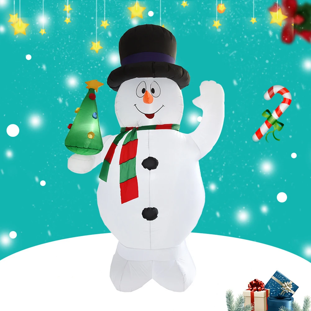 2,4 м высокий светодиодный надувной снеговик с подсветкой и рождественской елкой для внутреннего и наружного праздничного украшения No1